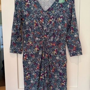 Lands' End Floral Twist-Front Dress - Blue and Red